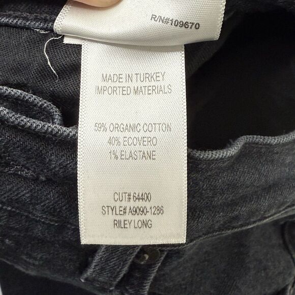 AGOLDE Riley Long Straight Jeans Sz 25 Black High Rise Ankle Button Fly Stretch - Picture 11 of 13